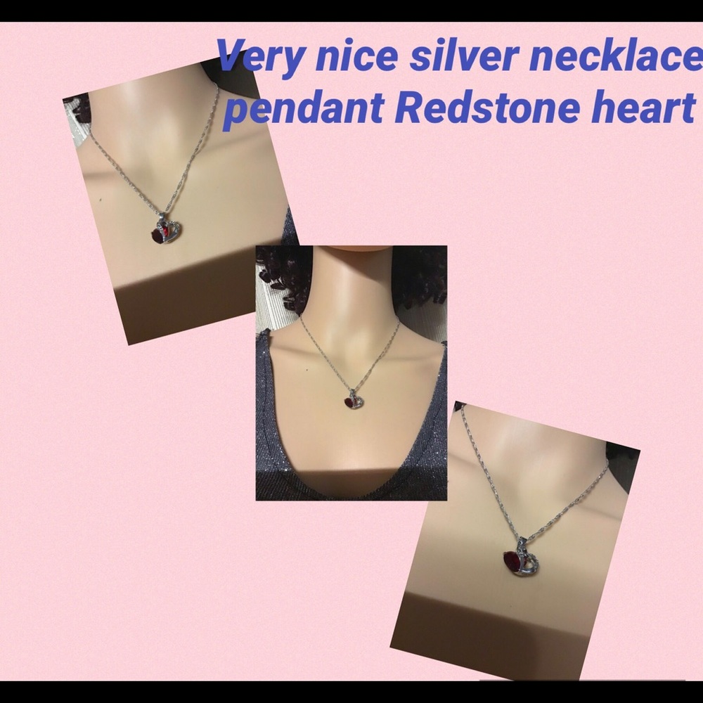 ❤️ ⭐️🔥Silver Redstone heart Women necklace - Picture 2 of 3